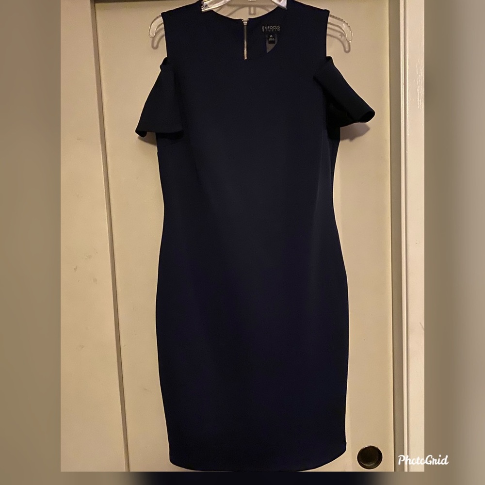 Navy blue dress with cold shoulders